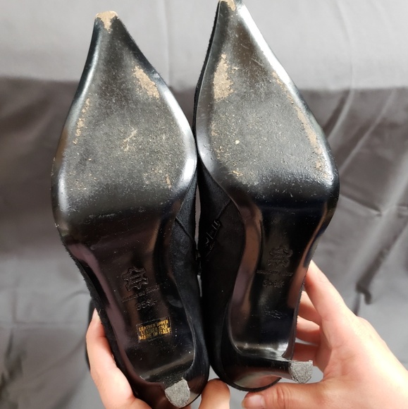 Black Vero Cuoio Square Toe Suede Heeled Boots - Picture 4 of 4